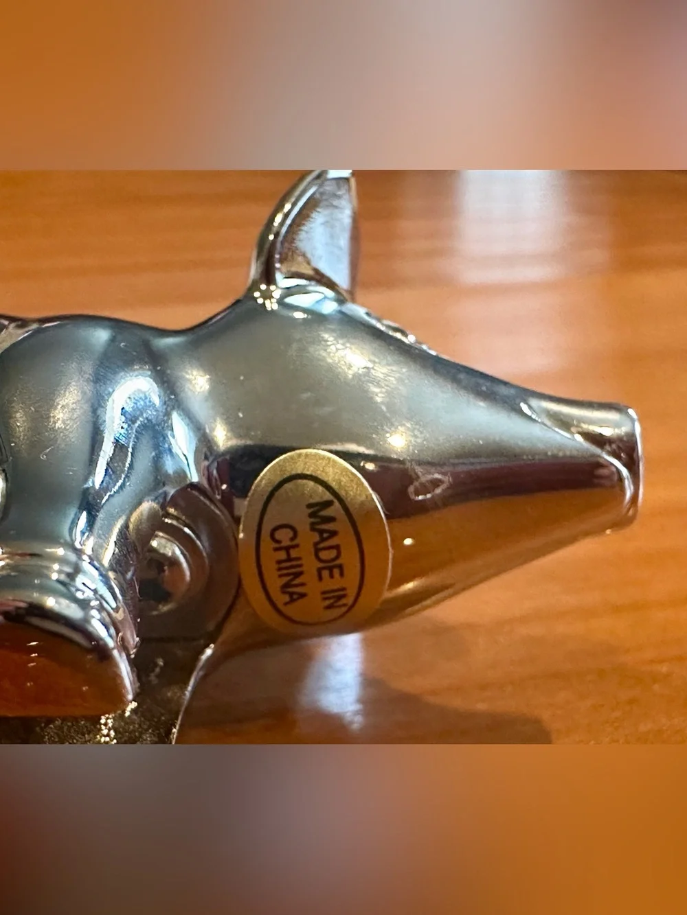 Chrome Silver Metal Figural Pig Wine Bottle Opener Tail Corkscrew Barware - Cute